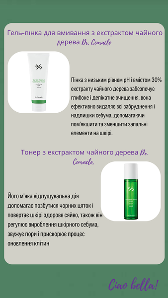 Набір засобів з чайним деревом (тонер+пінка для вмивання) Dr.Ceuracle Tea Tree Purifine Duo Set, 2 в 1 i6i-b29 фото