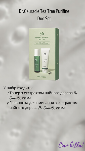 Набір засобів з чайним деревом (тонер+пінка для вмивання) Dr.Ceuracle Tea Tree Purifine Duo Set, 2 в 1 i6i-b29 фото
