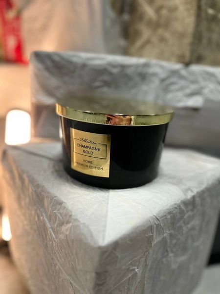 Свічка ароматична для дому Champagne gold 1кг (чорна) c4c-104 фото